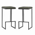 Payasadas Quincy Leather Bar Stools with Metal Frame Olive Green - Set of 2 PA3026938